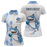 Maxcorners Blue Shark Bowling Custom Men Bowling Shirt Polo & Quarter-Zip Bowling Team Jerseys