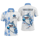 Maxcorners Blue Shark Bowling Custom Men Bowling Shirt Polo & Quarter-Zip Bowling Team Jerseys