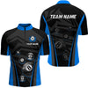 Maxcorners Blue Billiard Jersey Men 8 Ball Crown Billiard Custom Billiard Shirt For Men Billiard Team Jersey Polo & 1/4 Zip