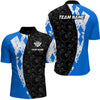 Maxcorners Blue 8 Ball Billiard Shirts for Men Billiard Team Shirts Billiard League for Polo & 1/4 Zipper LM0412