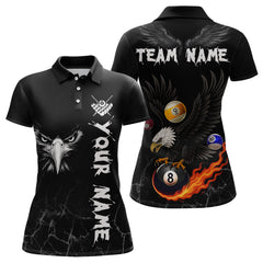 Maxcorners Custom Black Eagle 8 Ball Billiard Shirts for Men Billiard Team Jerseys Polo & 1/4 Zip Shirts LM2206