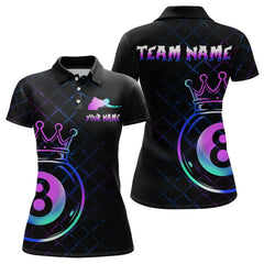 Maxcorners Custom Neon 8 Ball Crown Billiard Shirts for Men Billiard Team Jerseys Polo & 1/4 Zip Shirts LM2206