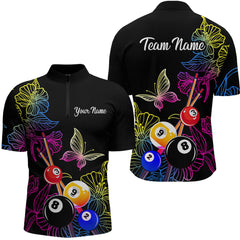 Maxcorners Custom Butterfiles Ball Billiard Shirts for Men Billiard Team Jerseys Polo & 1/4 Zip Shirts LM2206