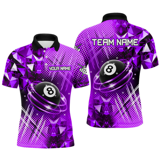 Maxcorners Purple Billiard Shirt 8 Ball Personalized Billiard Jersey For Men Billiard Gifts For Men Team Polo & 1/4 Zip