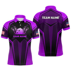 Maxcorners Custom Purple Bowling Jersey for Men Bowling Team Shirts Bowling Uniform Polo & 1/4 Zip TU0212