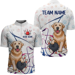 Maxcorners Custom Funny Dog Paw Bowling Men Polo & 1/4 Zip Shirts Bowling Team Jerseys  LM3006
