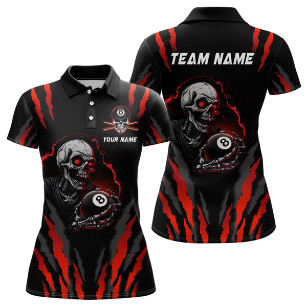 Maxcorners Personalized Skull Billiard Team Jerseys Billiard Shirts for Men Polo & 1/4 Zip Shirts LM283