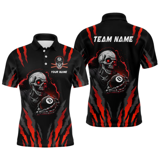 Maxcorners Personalized Skull Billiard Team Jerseys Billiard Shirts for Men Polo & 1/4 Zip Shirts LM283