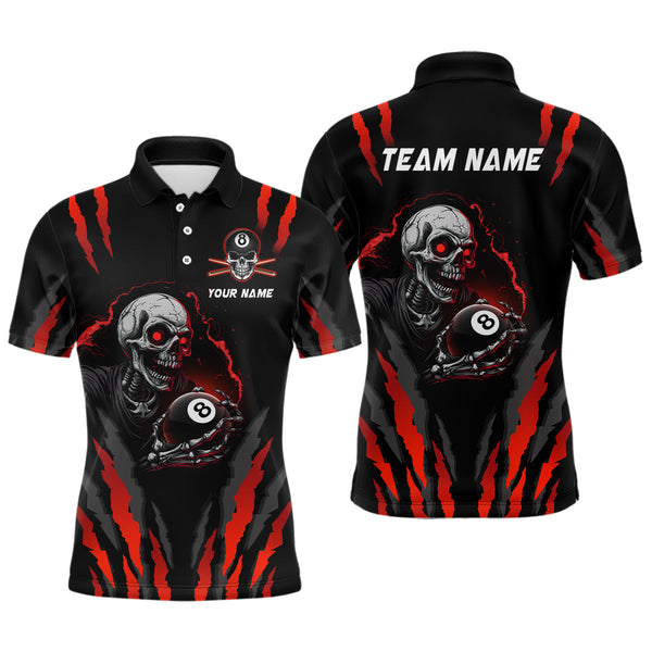 Maxcorners Personalized Skull Billiard Team Jerseys Billiard Shirts for Men Polo & 1/4 Zip Shirts LM283
