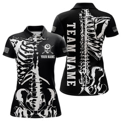 Maxcorners Custom Skull Bone 8 Ball Billiard Shirts for Men Billiard Team Jerseys Polo & 1/4 Zip Shirts MT1706
