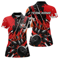 Maxcorners Custom Red Bowling Jersey for Men Bowling Uniform Polo & 1/4 Zip Bowling Team Shirts LM0803