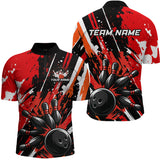 Maxcorners Custom Red Bowling Jersey for Men Bowling Uniform Polo & 1/4 Zip Bowling Team Shirts LM0803