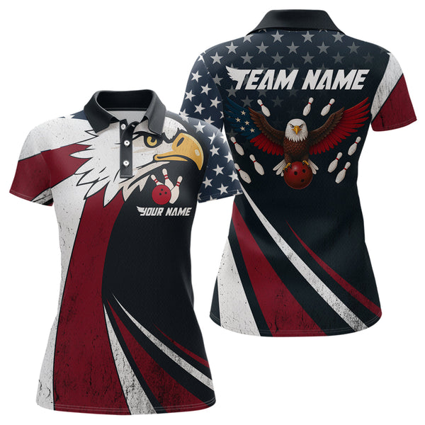 Maxcorners Eagel Bowling Custom Men Bowling Shirt Polo & Quarter-Zip Bowling Team Jerseys
