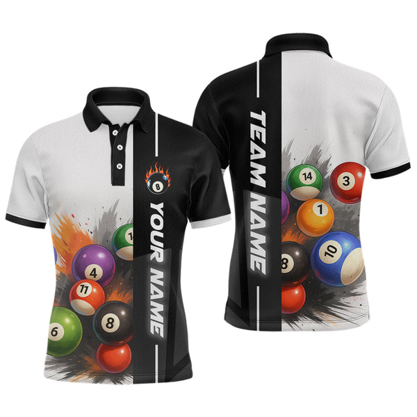 Maxcorners Personalized Men Billiard Shirts Ball Pool Polo & 1/4 Zip Billiard Team Jerseys Billiard Shirt LM0607