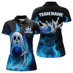 Maxcorners Custom Funny Ghost Halloween Bowling Jersey for Men Polo & 1/4 Zip Bowling Team Shirts MT2009