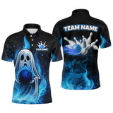 Maxcorners Custom Funny Ghost Halloween Bowling Jersey for Men Polo & 1/4 Zip Bowling Team Shirts MT2009