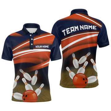 Maxcorners Custom Orange Bowling Jersey Bowling Team Shirts For Men Bowling League Polo & 1/4 Zip