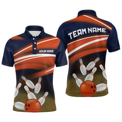 Maxcorners Custom Orange Bowling Jersey Bowling Team Shirts For Men Bowling League Polo & 1/4 Zip TU0812