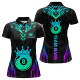 Maxcorners Custom Black Neon 8 Ball Crown Billiard Shirts for Men and Team Polo & 1/4 Zip Shirts LM2206