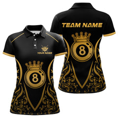 Maxcorners Custom Gold 8 Ball Crown Billiard Shirts for Men and Team Polo & 1/4 Zip Shirts LM2206