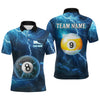 Maxcorners Blue Thunder 8 & 9 Ball Billiards Shirt Men Team Polo & 1/4 Zip Shirts Billiard Jersey LM2509