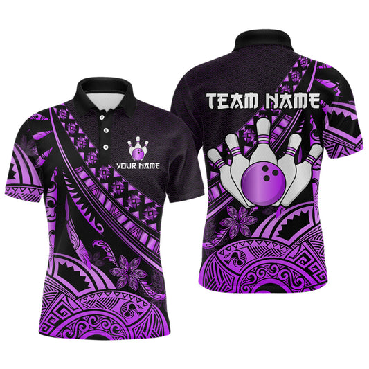 Maxcorners Purple Vintage Bowling Custom Men Bowling Shirt Polo & Quarter-Zip Bowling Team Jerseys LM1625