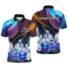 Maxcorners Custom Galaxy Bowling Jersey for Men Bowling Team Shirts Bowling Uniform Polo & 1/4 Zip TU0212