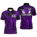 Maxcorners Custom Purple Bowling Men Bowling Shirt Polo & Quarter-Zip Bowling Team Jerseys MT1706