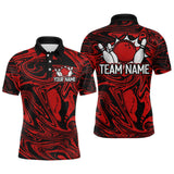 Maxcorners Custom Red Bowling Men Bowling Shirt Polo & Quarter-Zip Bowling Team Jerseys MT1706