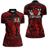 Maxcorners Custom Red Bowling Men Bowling Shirt Polo & Quarter-Zip Bowling Team Jerseys MT1706