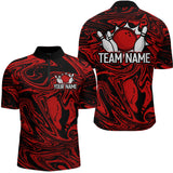 Maxcorners Custom Red Bowling Men Bowling Shirt Polo & Quarter-Zip Bowling Team Jerseys MT1706