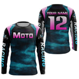 Maxcorners Turquoise Motocross Racing Jersey UPF30+ MX Racing Dirt Bike Jersey Kid Men Women LM2809