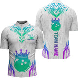 Maxcorners Custom White Neon Crown Bowling Jersey for Men Bowling Uniform Polo & 1/4 Zip Bowling Team Shirts MT2009