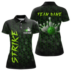 Maxcorners Custom Strike Green Bowling Men Bowling Shirt Polo & Quarter-Zip Bowling Team Jerseys LM0706