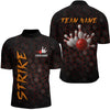 Maxcorners Custom Strike Red Bowling Men Bowling Shirt Polo & Quarter-Zip Bowling Team Jerseys LM0706