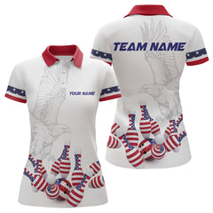 Maxcorners Custom Eagle US Flag Bowling Men Bowling Shirt Polo & Quarter-Zip Bowling Team Jerseys LM0706