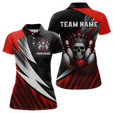 Maxcorners Red Skull Crown Bowling Custom Men Bowling Shirt Polo & Quarter-Zip Bowling Team Jerseys