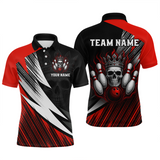 Maxcorners Red Skull Crown Bowling Custom Men Bowling Shirt Polo & Quarter-Zip Bowling Team Jerseys