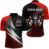 Maxcorners Red Skull Crown Bowling Custom Men Bowling Shirt Polo & Quarter-Zip Bowling Team Jerseys