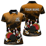 Maxcorners Custom Orange Funny Turkey Bowling Jersey for Men Thanksgiving Bowling Team Shirts Polo & 1/4 Zip MT2009