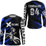 Maxcorners Custom Blue Motocross Jersey Racing Shirts UPF30+ Dirt Bike Jersey Kid Men Women LM2809