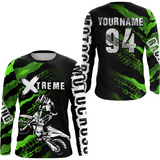 Maxcorners Custom Green Motocross Jersey Racing Shirts UPF30+ Dirt Bike Jersey Kid Men Women LM2809