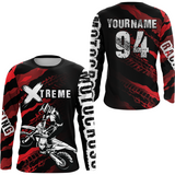 Maxcorners Custom Red Motocross Jersey Racing Shirts UPF30+ Dirt Bike Jersey Kid Men Women LM2809