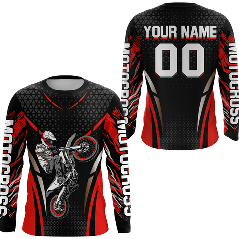 Maxcorners Custom Red Motocross Shirts Racing Jersey Dirt Bike Jersey Kid Men Women LM2809