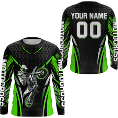 Maxcorners Custom Green Motocross Shirts Racing Jersey UPF30+ Dirt Bike Jersey Kid Men Women LM2809