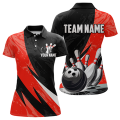 Maxcorners Custom Red Bowling Custom Men Bowling Shirt Polo & Quarter-Zip Bowling Team Jerseys LM0706