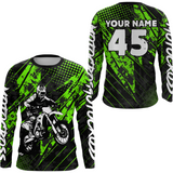Maxcorners Green Motocross Racing Jersey UPF30+ MX Racing Dirt Bike Jersey Kid Men Women LM2809