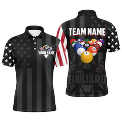 Maxcorners American Flag Billiard Shirt Custom Billiard Jersey For Men Billiard Gifts For Men Team Polo & 1/4 Zip