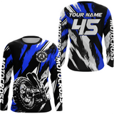 Maxcorners Personalized Blue Motocross Racing Jersey Men Women Kid Upf30+ Dirt Bike Jersey Shirt Racing Jersey LM2809