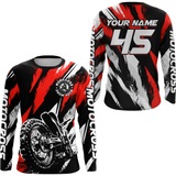 Maxcorners Personalized Red Motocross Racing Jersey Men Women Kid Upf30+ Dirt Bike Jersey Shirt Racing Jersey  LM2809